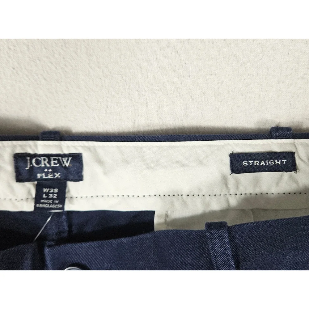 J.Crew Flex Straight Chino Pants Mens 38x32 Navy Blue Stretch Twill H3186 NEW